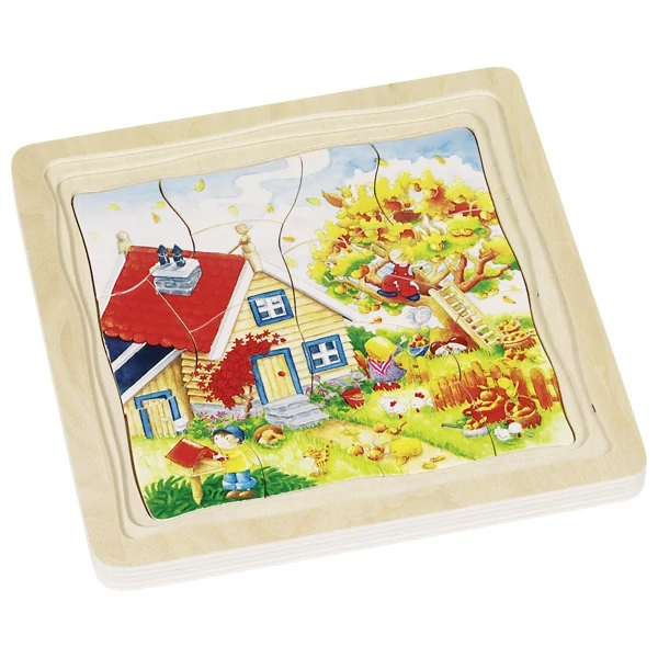 Dřevěné vrstvené puzzle Roční období