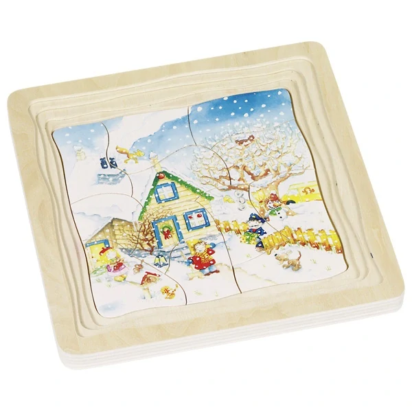 Dřevěné vrstvené puzzle Roční období