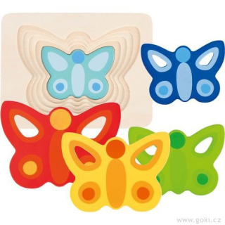 Dřevěné vícevrstvé puzzle MOTÝL